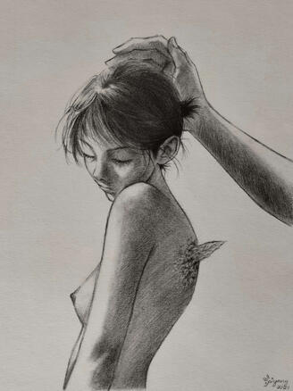 I need you close (but not too close). 24 x 36 cm. Graphite Paper. 2023.