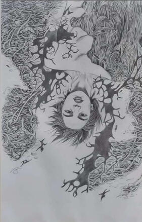 Pugad. 24" x 36". Graphite on Paper. 2022.